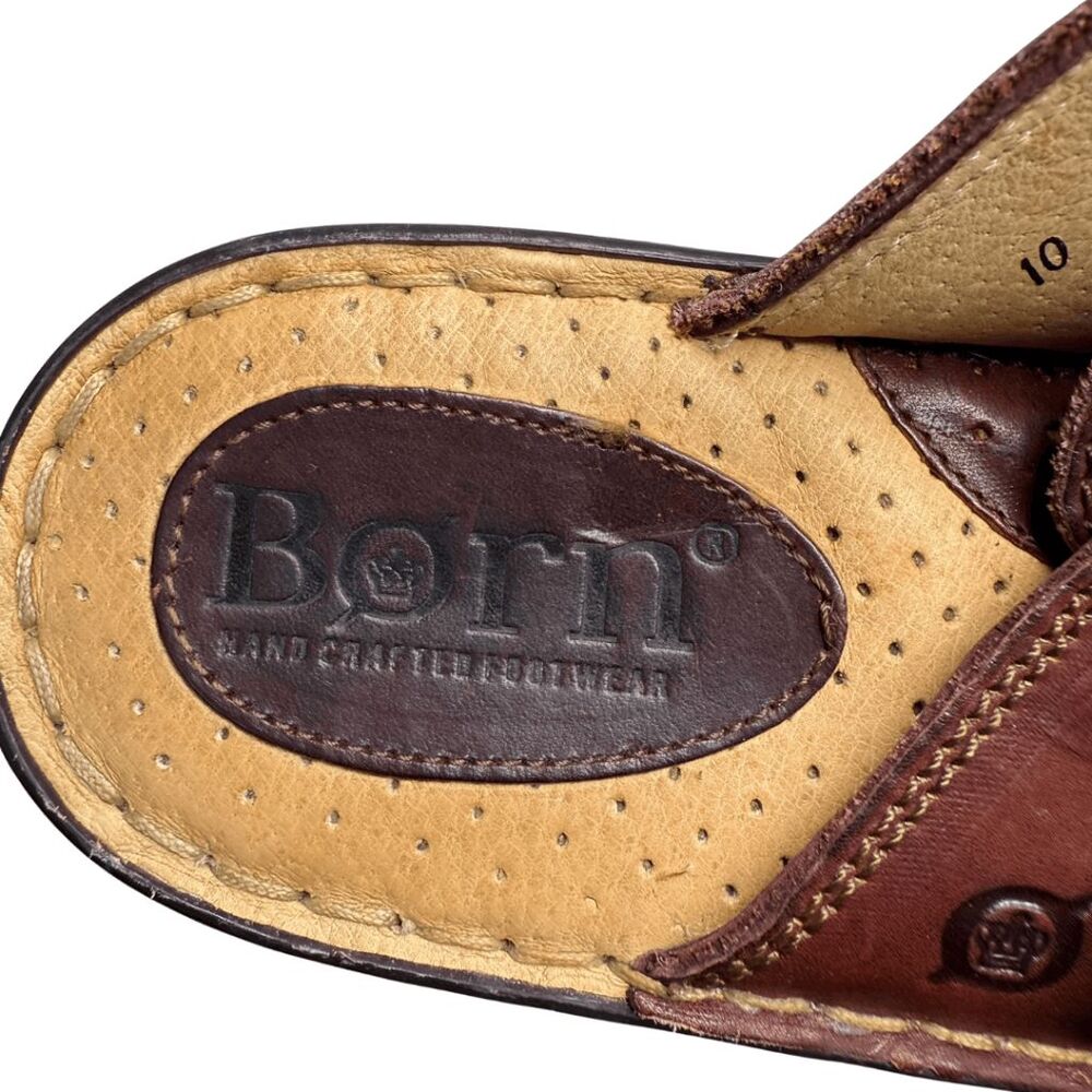Born Women's Handcrafted Leather Buckled Strappy‎ Slide Sandals Brown Size 10 - Picture 3 of 9